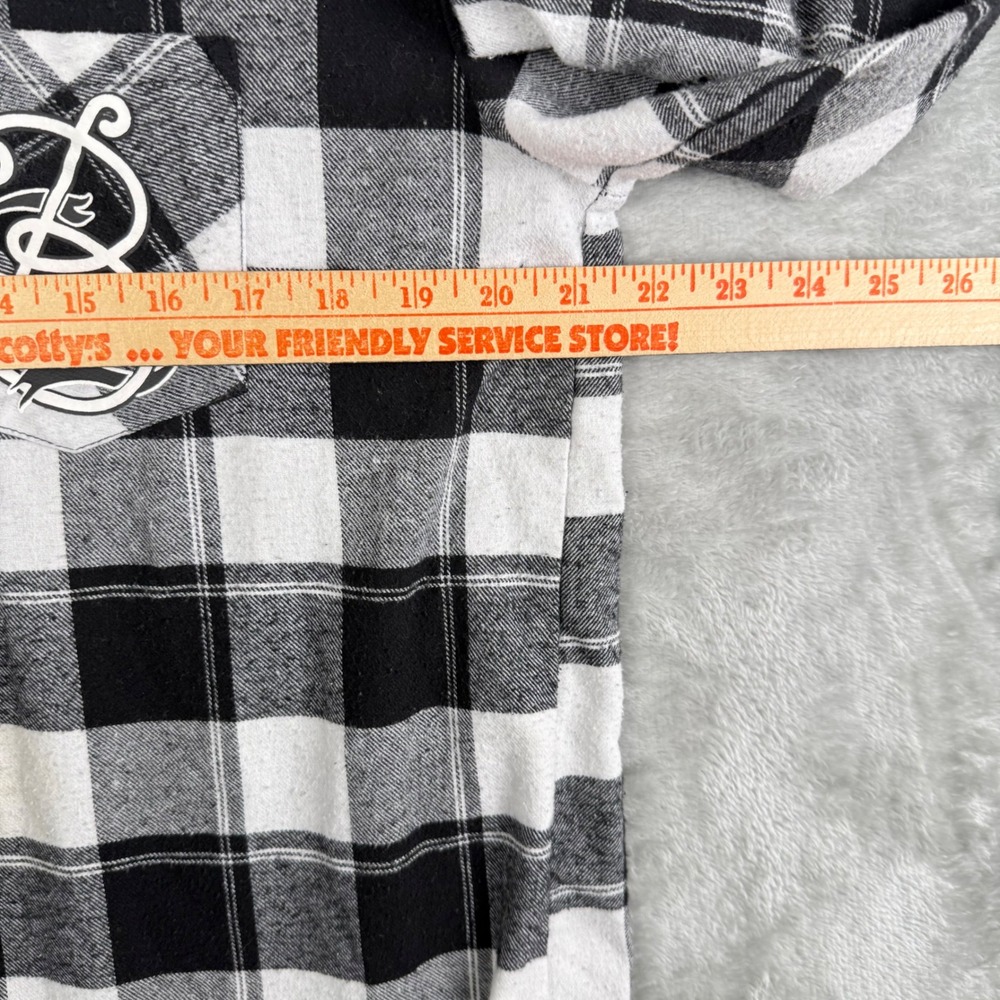 Batman‎ Tango Hotel Flannel Shirt Mens XL Black White Plaid Dark Knight Graphic - Picture 7 of 10